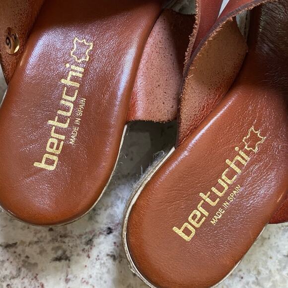 Bertuchi Slip On Brown Leather Slide Sandals Wedge Spain Size 41 US 9.5 - Picture 3 of 13